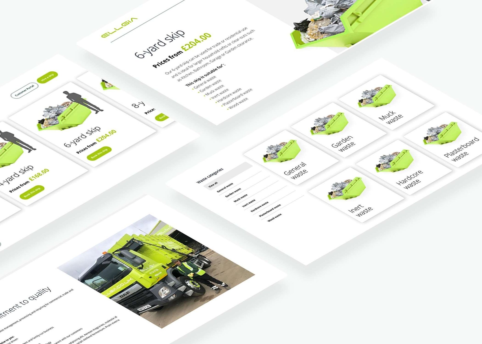 Skip hire pages mockup