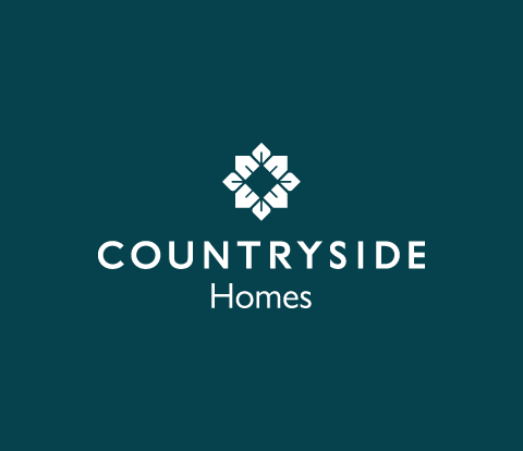 Countryside Homes Logo in white on a dark teal background.