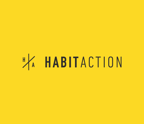 Habit Action logo on a yellow background.