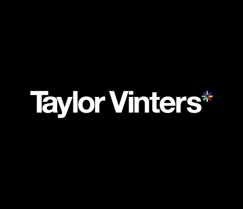 Taylor Vinters Logo on a black background.