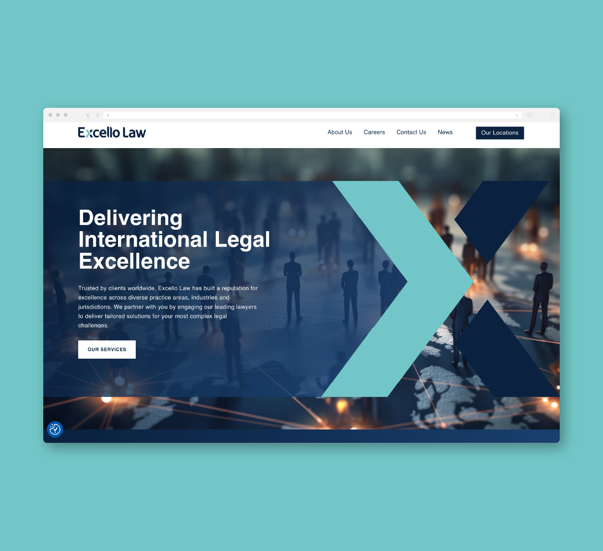 Website screen displaying the Excello website