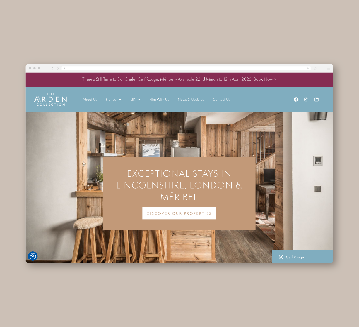 Website screen displaying the Arden Collection website