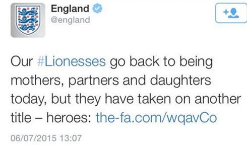 England Football Club's controversial tweet