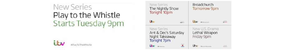 ITV's use of white and plain backgrounds don't match the brands identity