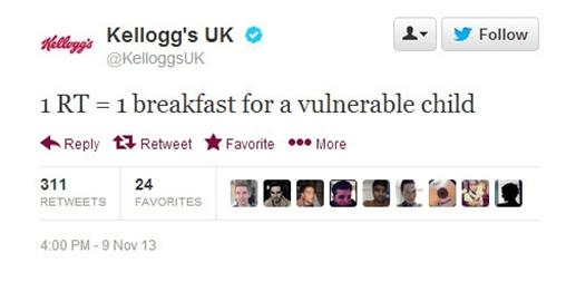 Kellogg's insensitive tweet about vulnerable children