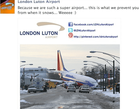 Awkward Luton Airport tweet
